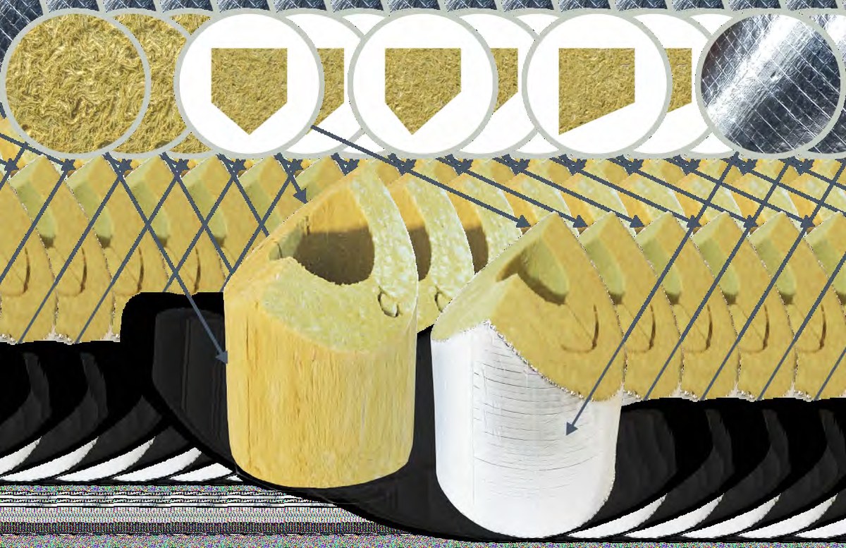 Врезки теплоизоляционные PIPEWOOL 100 из минеральной ваты, Ø18–1020 мм